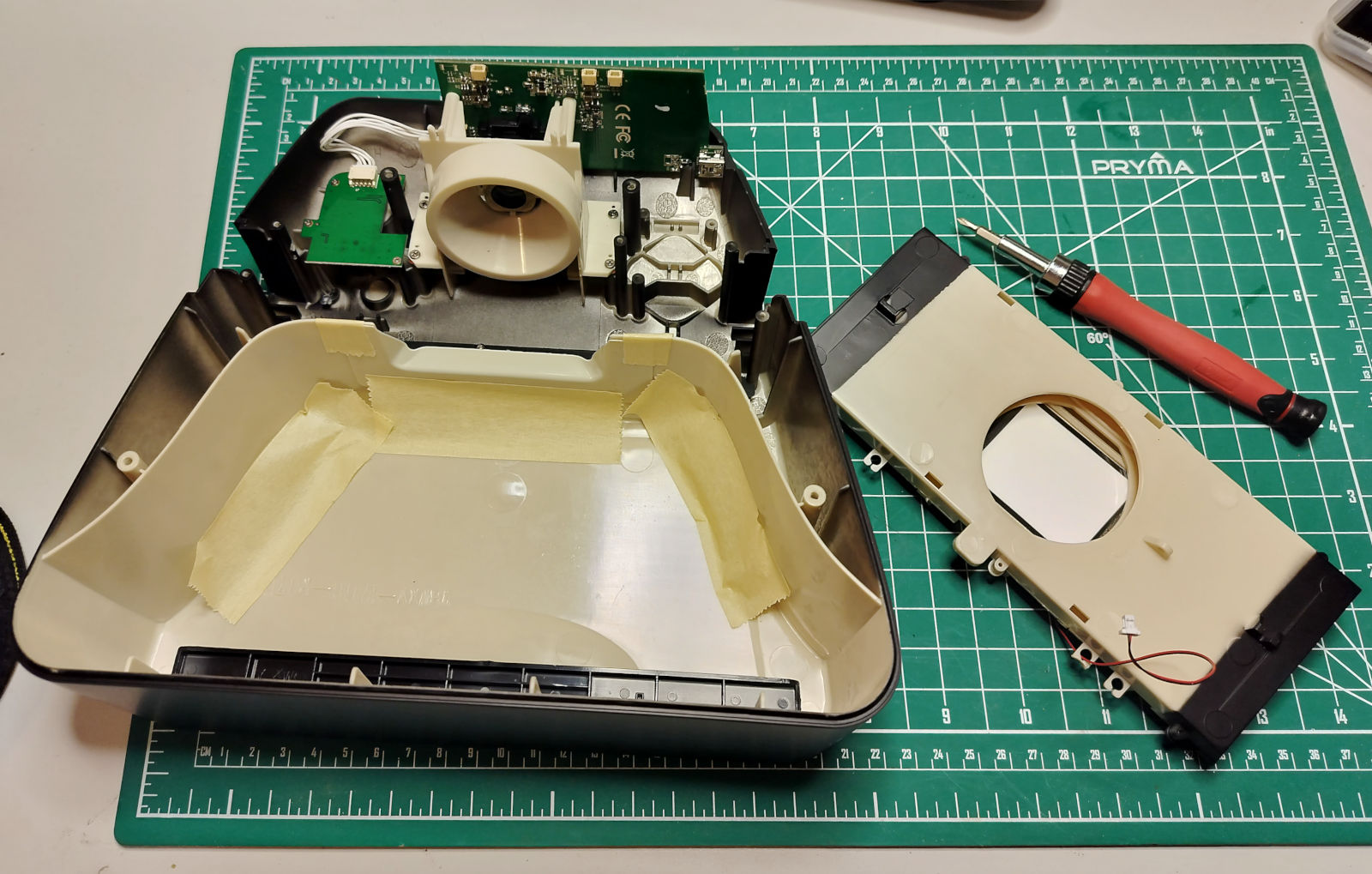 Disassembled film scanner